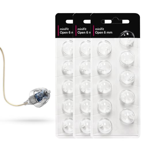 （6mm Open） Hearing Aid Domes for Oticon MiniFit ProWax - (30 Pcs) Replacement Ear Tips - Hearing Aid Supplies & Accessories, Compatible with 60, 85, and 100 dB Hearing Aid Receivers.