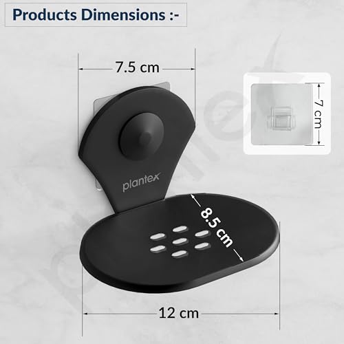 Image of Plantex Royal Self Adhesive Stainless Steel Soap Holder for Bathroom /Soap Dish /Soap Stand /Bathroom Accessories - (Black)