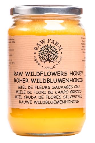 900 g Pure Raw Wildflowers Honey - Unfiltered, Unheated, Unprocessed, Cold-Extracted – Rich in Enzymes & Pollen, Straight from RAW FARM Bee hives (900, Wildflowers)