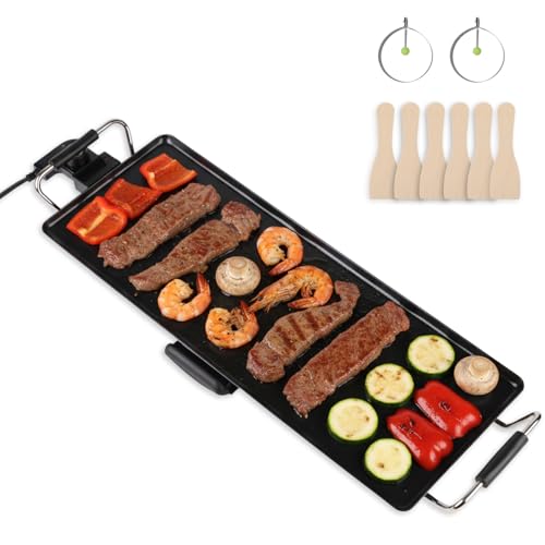 I-Keukenn 30-Inch Electric Griddle & Teppanyaki Grill, 1400W Large Non-Stick Surface, Intelligent Temperature Control, Easy to Clean. Indoor/Outdoor Use for Pancakes, BBQ, Camping & Gatherings