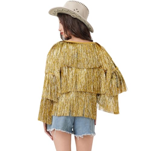 MISI CHAO Thin Tinsel Jacket with Loose Fit Extra Dense Multilayer Tinsel Coat for Festival Carnival4
