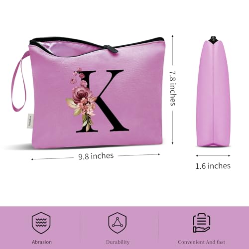 Image of Vavabox A-Z Personalized Makeup Bag, Birthday Gifts for Women Mom, Gifts for Best Friend, Bride Bridesmaid Cosmetic bag (K, 07-Purple)