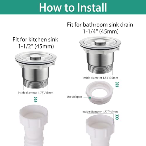 BUXIMN Sink Drain Pipe Kit, Flexible 1-1/2 Inch P Trap Kitchen Sink Plumbing Kit Expandable 8.7\" to 29\" Sink Pipe Replacement Kit for Bathroom Kitchen Sink (White)