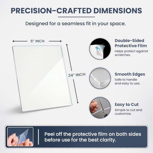 Image of BARNWOODUSA 6 inch x 24 inch Plexiglass Sheets - Acrylic Plastic Sheets 10-Pack
