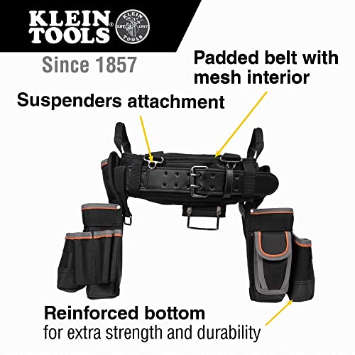 Klein Tools 55428 Tradesman Pro Electrician's Padded Tool Belt And Tool Pouch Combo For Long-Wear Comfort And Durability Size Large #TOP1