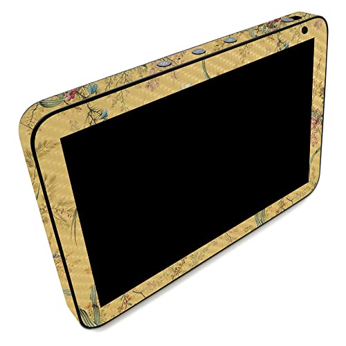 Image of MightySkins Carbon Fiber Skin Compatible with Amazon Echo Show 8 (Gen 2) - Yellow Marble End | Protective, Durable Textured Carbon Fiber Finish | Easy to Apply