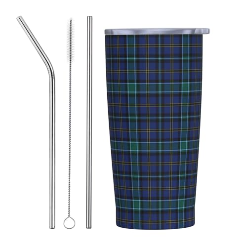 DNCCBYAZ Clan Weir Tartan Stainless Steel Vacuum Insulated Travel Mug With Leak Proof Lid & Straw, 5h Hot/10h Cold, 8.5 Inch For Car/Camping