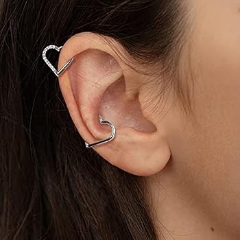 Lot 2-3 Anneaux Piercing Nez 16G Titane Coeur Zircon – Daith Helix Conque Lèvre – Or/Argent/Noir 10mm
