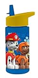 Füllmenge: ca. 450 ml POS 28230088 - Trinkflasche mit Paw Patrol Motiv, transparent mit Strohhalm zum hochklappen, BPA-frei, Fassungsvermögen ca. 450 ml, ideal für Schule, Sport und Freizeit