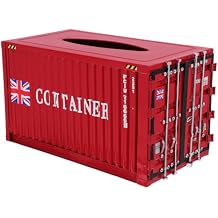 Vintage Tissue Holder Cover Metal Tissue Box Shipping Container Storage Case Table Decoration for Home Office Cafe Restaurant Red Container