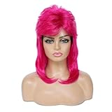 Cariniss Mullet Wig for Women Shoulder Length Synthetic Cosplay Wig 80s Wigs Halloween Cosplay Daily Hair Wigs (Red)