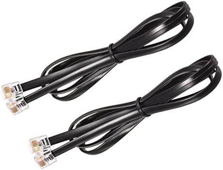 Phone Extension Cord 3.28FT Telephone Cable Phone Line Cord RJ11 6P6C Plugs, Male to Male for Phones and Fax Black 2pcs
