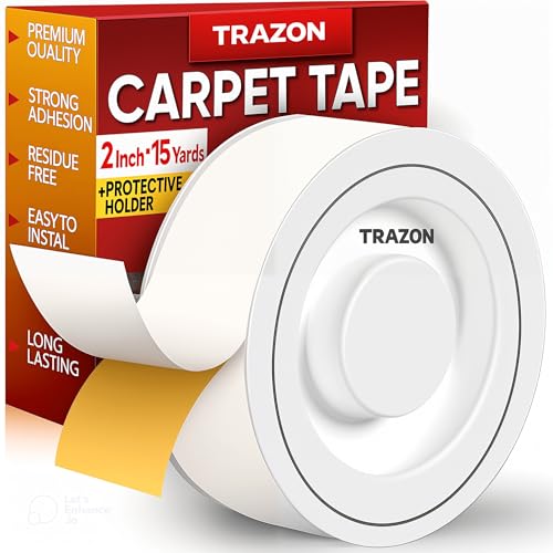 Image of Carpet Tape Double Sided - Rug Tape Grippers for Hardwood Floors and Area Rugs - Carpet Binding Tape Strong Adhesive and Removable, Heavy Duty Stickers Grip Tape, Residue Free (2 Inch / 15 Yards)