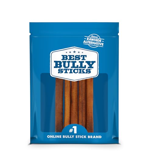 Best Bully Sticks 6 Inch Bully Sticks for Dogs - 5 Count (Pack of 1) - Natural Easily Digestible Grass-Fed Beef Grain and Rawhide Free - Trial Size