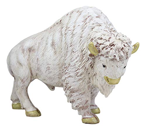 Ebros Gift Native American Sacred White Bison Buffalo Decorative Resin Figurine 8.75" Long Symbol of Abundance and Manifestation Animal Totem Spirit Ritual Home Accent Decor