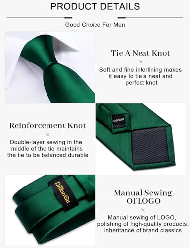 Image of DiBanGu Mens Solid Color Tie and Pocket Square Set Woven Silk Plain Necktie & Handkerchief for Men Wedding Party Formal