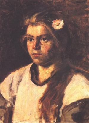 Peinture à l'huile grand format József Koszta, réplique haut de gamme Head of a Girl