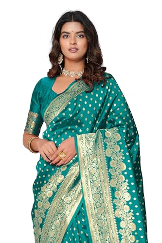 Image of Subham Saree for Woman Silk Cotton Kanjivaram | Soft Daily Wear Golden Zari Sari with Jacquard Blouse Piece