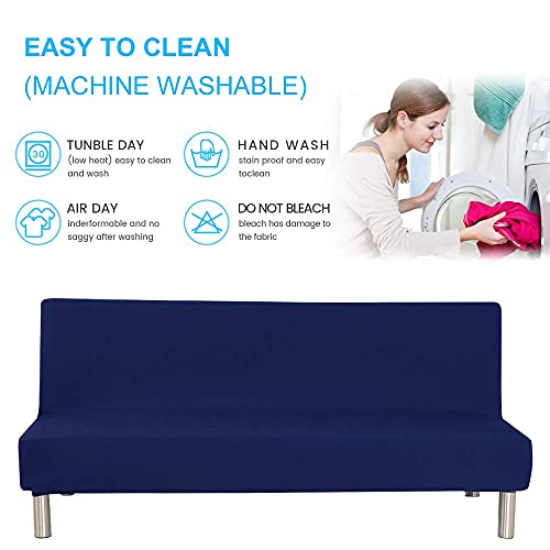ELE ELEOPTION Sofa Bed Cover Futon Cover Armless Sofa Slipcover Without Armrests Elastic Spandex Modern Simple Mattress Folding Couch Shield Sofa Cover Machine Washable - Thumbnail 5