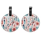 2 etiquetas de equipaje con patrón cosmético juvenil, soporte de accesorios de bolso