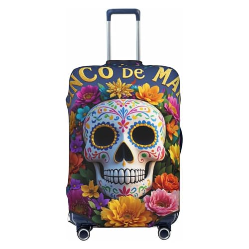 Cinco De Mayo Sugar Skull Flowers Luggage Covers For Suitcase Elastic Suitcase Cover Protector Anti Scratch Covers For 29-32 Inch Luggages XL