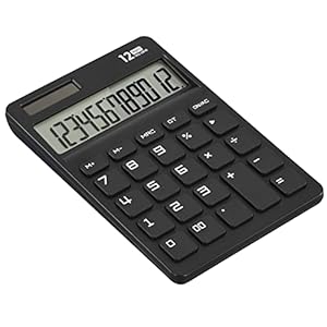 EooCoo Desk Calculator with Large Key Buttons,12 Digits Standard Large LCD Display Solar and Battery Powered for Office, School, Home & Business Use – Black