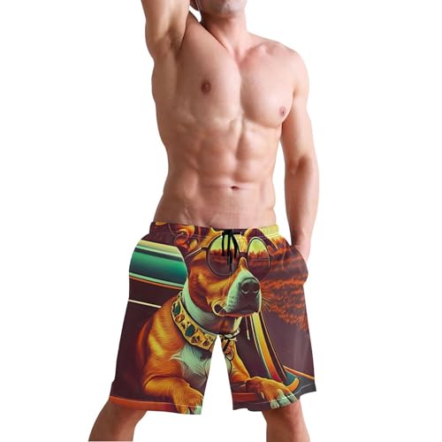 Sunset Cool Pup Dog Beach Swimming Trunks Swim Trunks Men Cute Hawaiian Bathing Suits Swimwear S 5