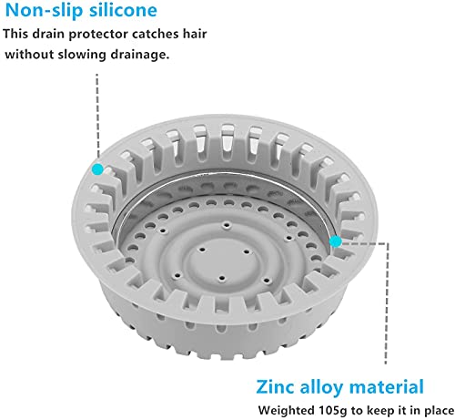 Aojuxix Drain Hair Catcher, Upgraded Drain Protector With Silicone & Stainless Metal Designed For Pop-Up And Regular Drains, Effective Hair Catcher Without Slowing Drainage #TOP2