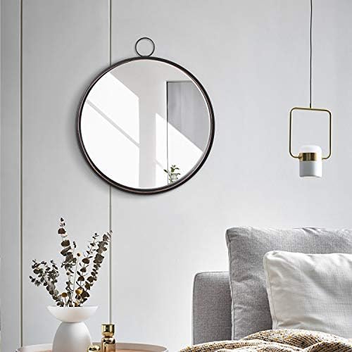 RiteSune 50cm Black Round Circle Wall Mirror with Gold Trim for Bathroom Bedroom Living Room Dining Room Wall Decor