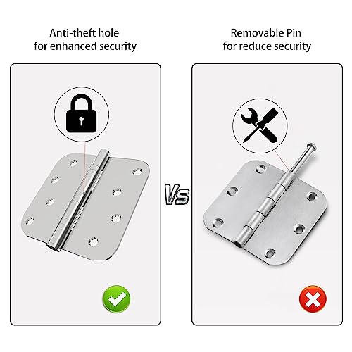 Bartuda Hinges, 3 Pack Door Hinges Stainless Steel Hinges 4 Inch Heavy Duty Hinge Ball Bearing Door Hinge With Rounded 5/8-Inch Radius Corners Thickness 3Mm Hinges Heavy Duty Exterior Door Hinges thumb #4
