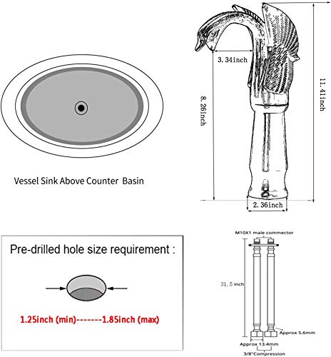 Yccuza Antique Copper Swan Bathroom Vessel Sink Faucet Single Handle One Hole Tall Bathroom Faucet For Bowl Sink Deck Mount #TOP1