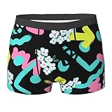 Caleçons boxeurs pour hommes sexy et drôles 3D souriant visage graffiti imprimé boxer décontracté sous-vêtements shorts, Noir , L