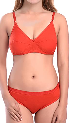 Image of PIBU-Net Bra Panty Set Lingerie Set Full Coverage Non-Padded Non-Wired Honeymoon Set(Pack of 2)(Color -Red,Black) Model No:122