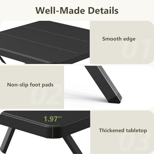 FurniEdge 27'' Square Folding Table, Foldable Table No Assembly 400lbs Weight Capacity, Heavy Duty Portable Picnic Card Table for Camping, Patio, Dining, Indoor, Outdoor(Black, 2 Pack) - Image 4