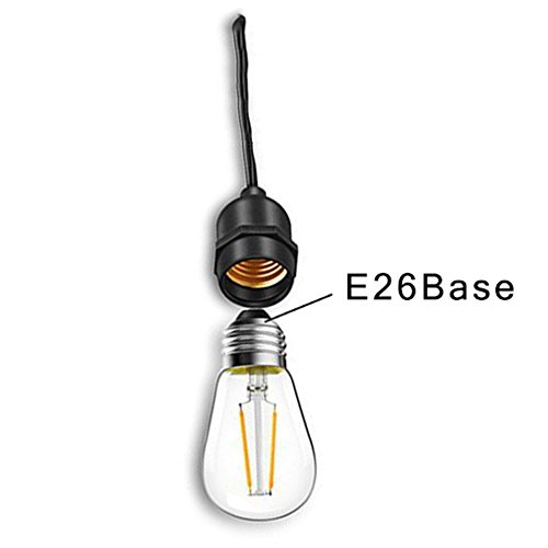 E26 Base Hanging Sockets,Twdrtdd Dropped Black Rubber Weatherproof Cord Light Sockets For Indoor/Outdoor String Lights,Edison Commercial Christmas Decorative Patio Lights (45Cm Length Wire) #TOP2