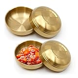 MDEOOSKY 4PCS Large Stainless Steel Sauce Dish 4.7inch Appetizer Plates Double-Deck Plates 4.3oz 304