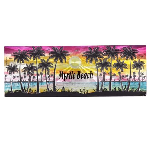 Myrtle Beach Sunset Magnet, Beach Trip Collectible Souvenir, Keepsake Gifts, 5 x 1.75 Inches
