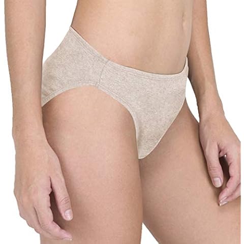Cottonique Women's Spandex-Free Low-Rise Contoured Brief Made from 100% Organic Cotton (2/Pack) (7, Melange Brown) Cover