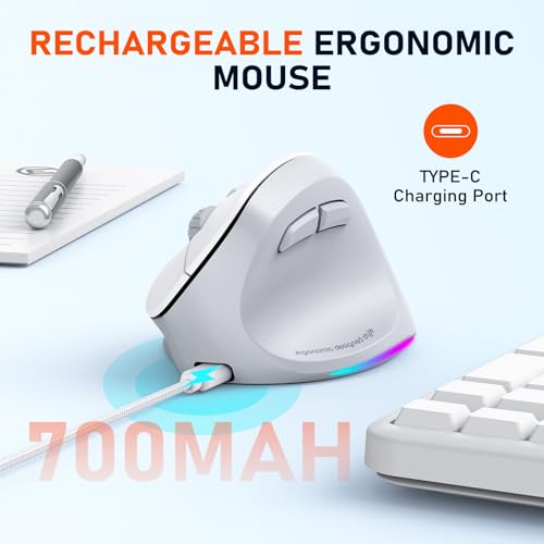 Image of MEETION Ergonomic Wireless Vertical Mouse, Rechargeable, Gray