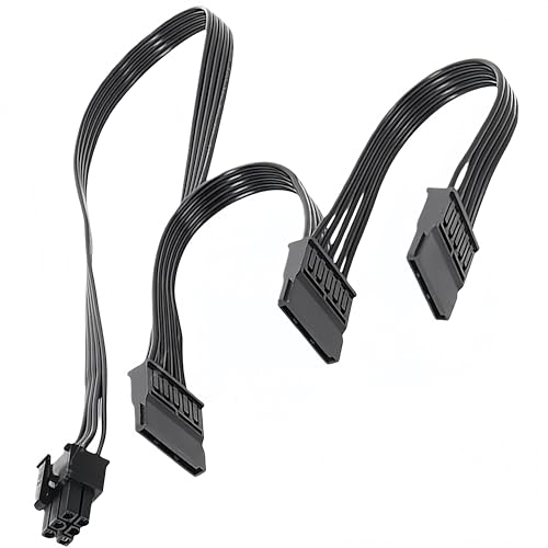 lilila-ree for Corsair SATA Power Splitter Cable, 6-Pin to 3X 15-Pin SATA Female Power Supply Adapter for Additional SSD/HDD, for Corsair RM550x RM650x RM750x RM850x RM1000x Modular PSUs - 20 Inch