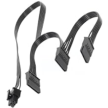 for Corsair SATA Power Splitter Cable, 6-Pin to 3X 15-Pin SATA Female Power Supply Adapter for Additional SSD/HDD, for Corsair RM550x RM650x RM750x RM850x RM1000x Modular PSUs - 20 Inch
