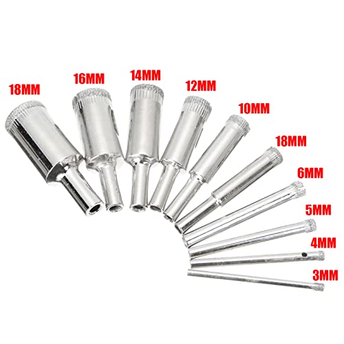 NUSHKI 10pcs brocas para vidrio 3 a 18 mm miniatura 2