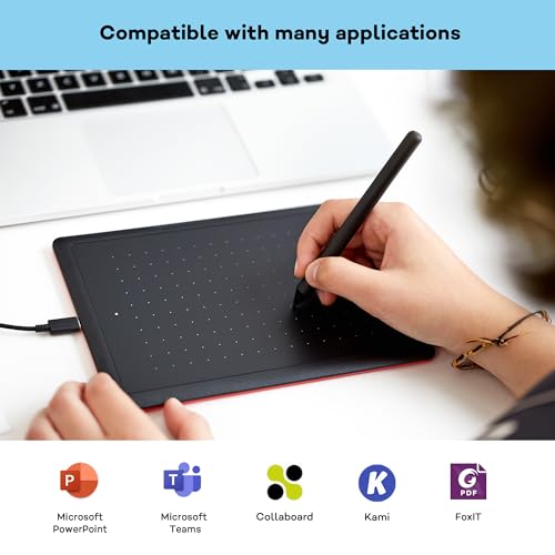 One by Wacom Stifttablett mit drucksensitivem Stift, geeignet für Windows, Mac & Chromebook, Small,...