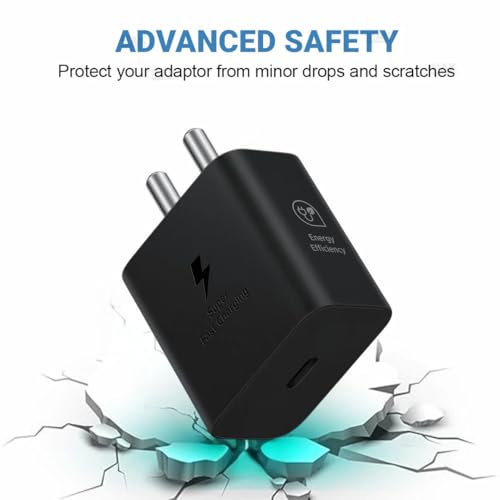 Image of Samsung Compatible 25W Fast Charging USB Type-C Adapter | 25W PD Fast Charger Compatible with Samsung Galaxy S21 S22 S23 S24 S25, A Series & Type-C | Compact Wall Charger | Black | Without Cable