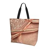 ZTPOWQA Bolso de hombro unisex ligero con estampado de purpurina de oro rosa con gran capacidad, para salidas informales, viajes diarios
