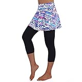 ANIVIVO Skirted Legging for Women,Skirted Capri Leggings Tennis Pants with Pockets,Capri Tennis Skirts with Leggings(Coloful,M)