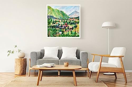 VERRE ARTVERRE ART Printed Framed Canvas Painting for Home Decor Office Wall Studio Wall Living Room Decoration (22x22inch White Floater) - View From The Martins Deck