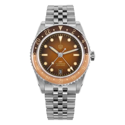 Image of watchdives GMT Watches for Men, WD6542 Men Watch NH34 Automatic Wristwatch 38mm Bubble Domed Sapphire Crystal Watches 100M Waterproof Watch