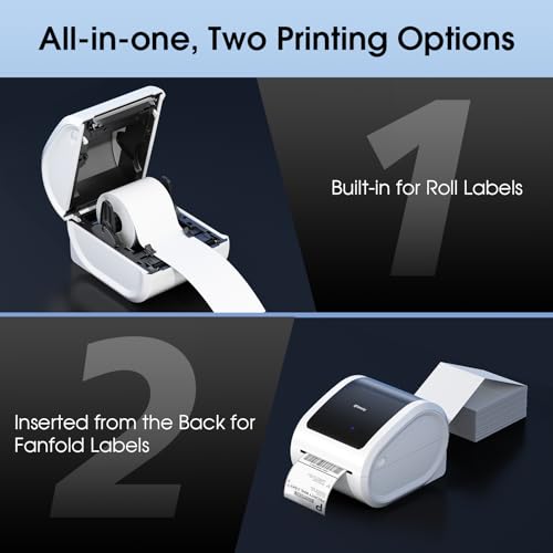 Image of Bluetooth Shipping Label Printer 4x6 with 500 Sheets 3 Inch Golden Star Holographic Thermal Labels, Bluetooth Thermal Label Printer for Shipping Packages, Compatible with USPS, Shopify, Amazon, Tiktok