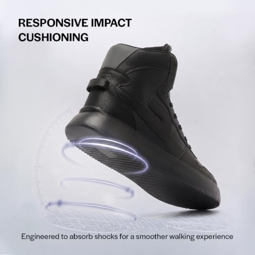 Image of FAUSTO Men's High Top Chunky Classic Lace Up Sneakers|High Ankle Sneakers with Memory Cushion|Lightweight All Day Sneakers